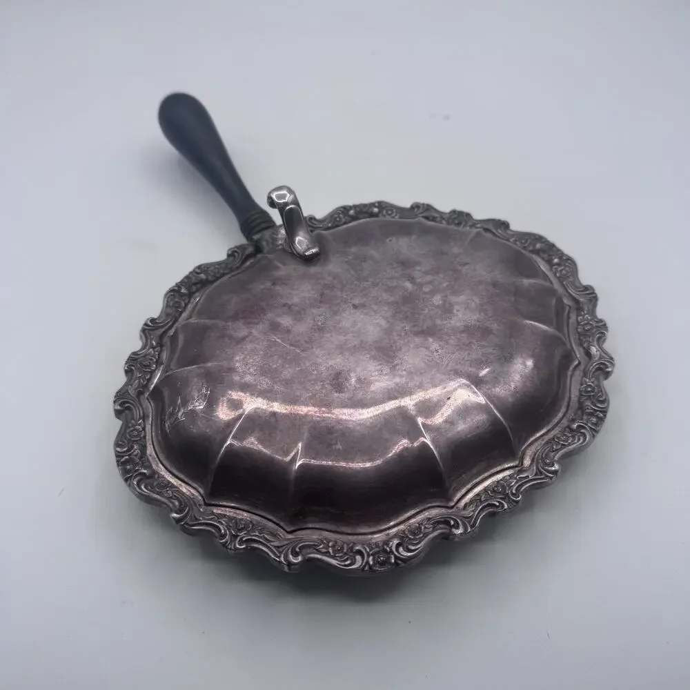 Vintage Silver Plated Silent Butler Crumb Catcher with Black Handle Mid Century